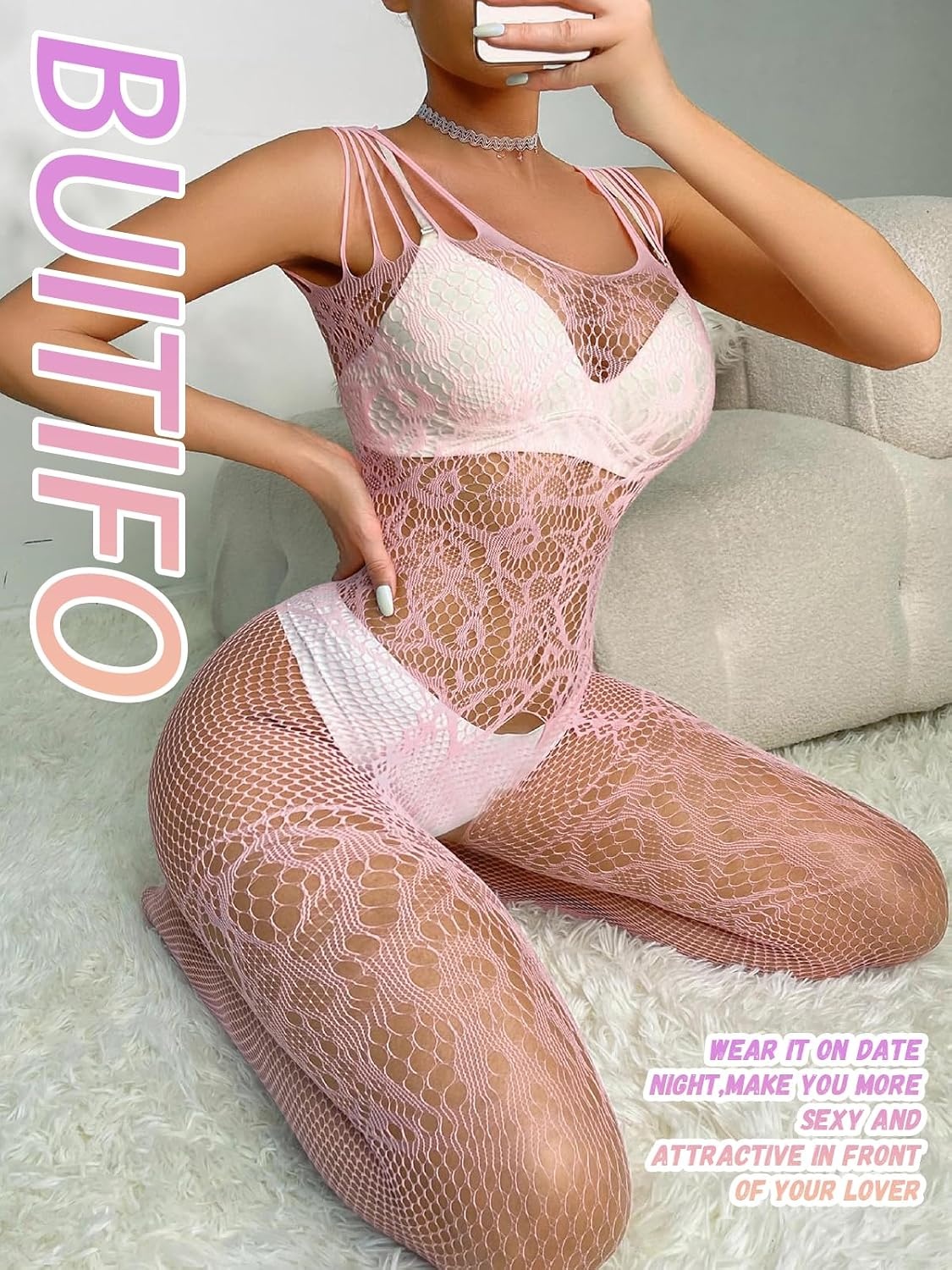 image:imageBuitifo Lingeire for Woman Sexy Bodysuit Bodystockings Fishnet Tights Rave OutfitsT06pink