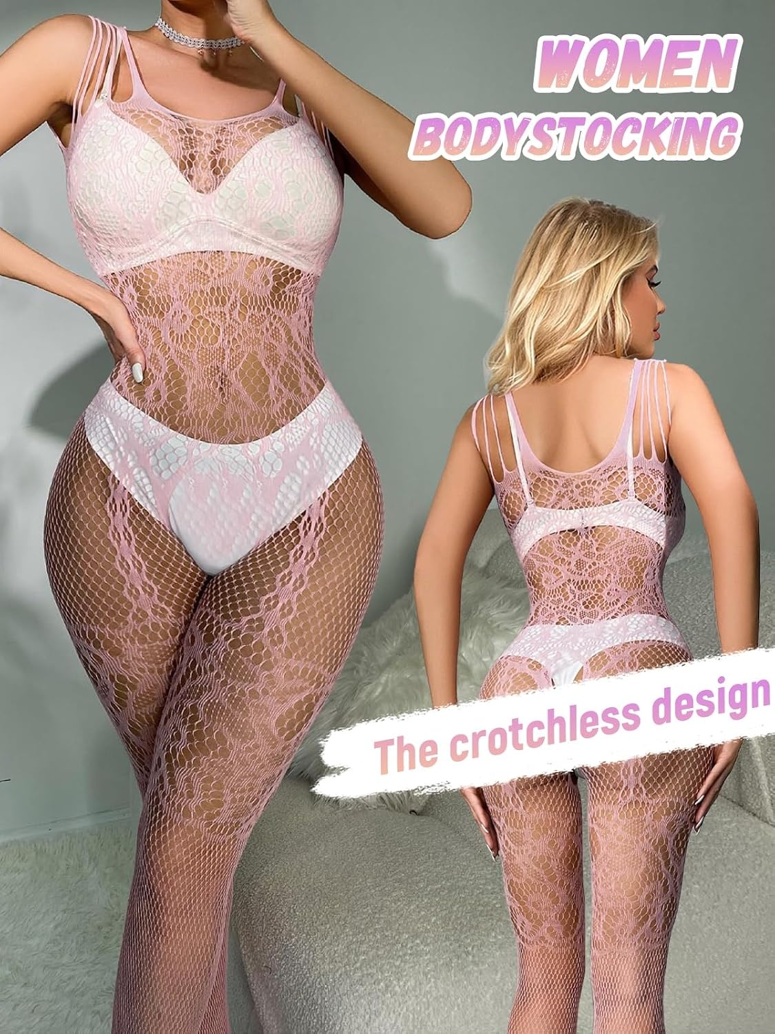 image:imageBuitifo Lingeire for Woman Sexy Bodysuit Bodystockings Fishnet Tights Rave OutfitsT06pink