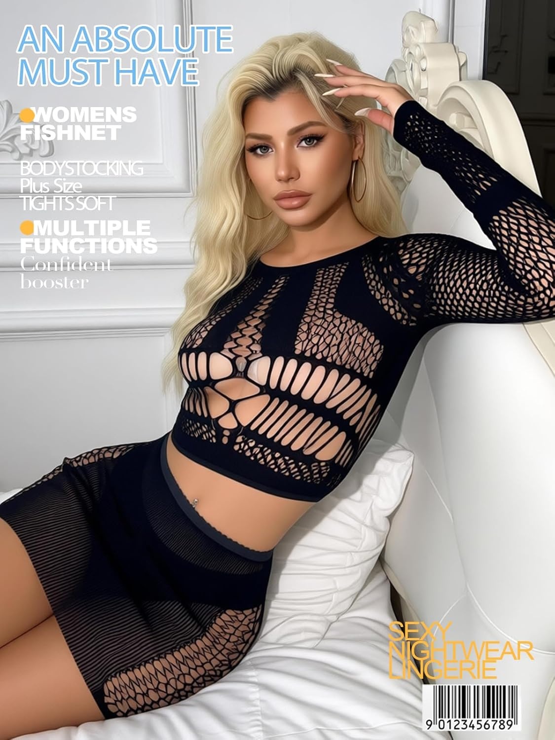 image:imageBuitifo Sexy Lingerie for Women Fishnet Babydoll Nightwear Exotic Top and Mini Skirt SetBlack
