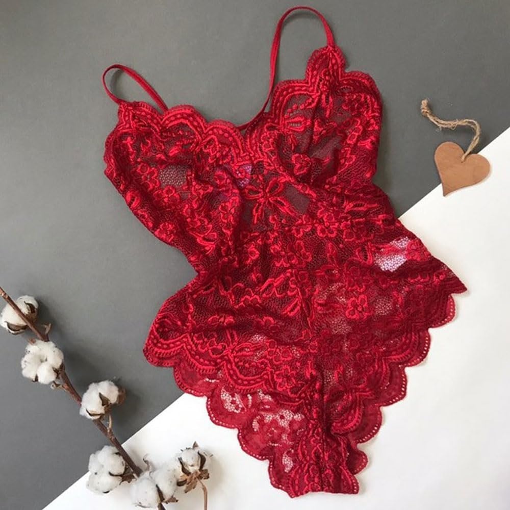 image:imageBuitifo Sexy Lingerie for Women Sheer Lace Bodysuit Nightwear Nightwear Crotch Floral One Piece Teddy Cami Body Suit Top Club Party OutfitsRed