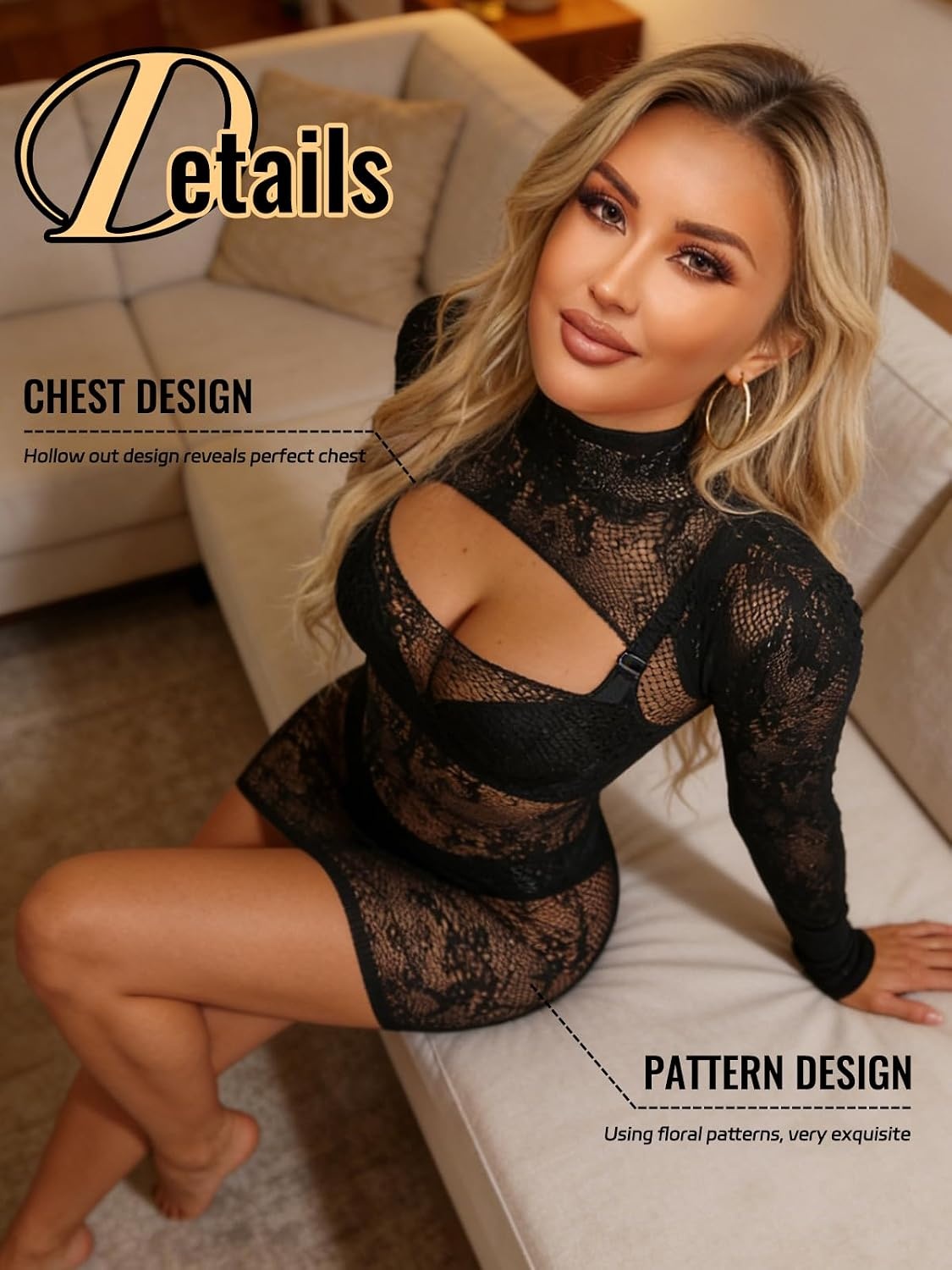 image:imageBuitifo Woman Sexy Lingerie Dress Fishnet Bodycon Mini Dresses Stripper Outfit Mesh Chemise BabydollBlack902