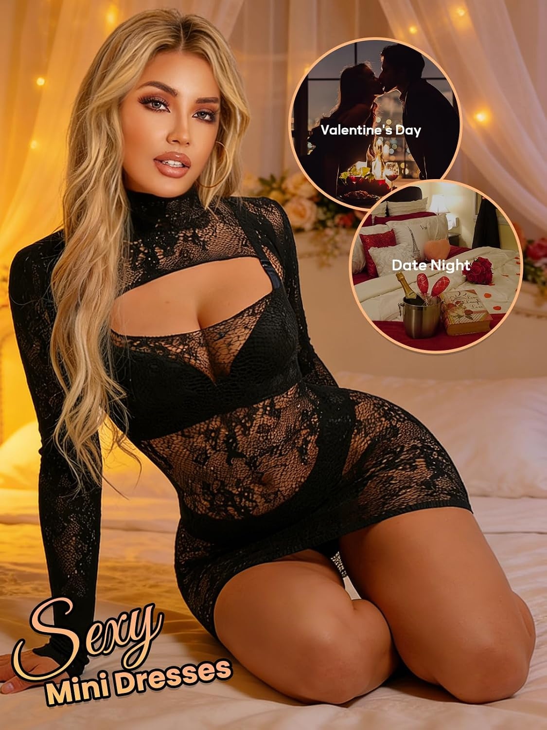 image:imageBuitifo Woman Sexy Lingerie Dress Fishnet Bodycon Mini Dresses Stripper Outfit Mesh Chemise BabydollBlack902