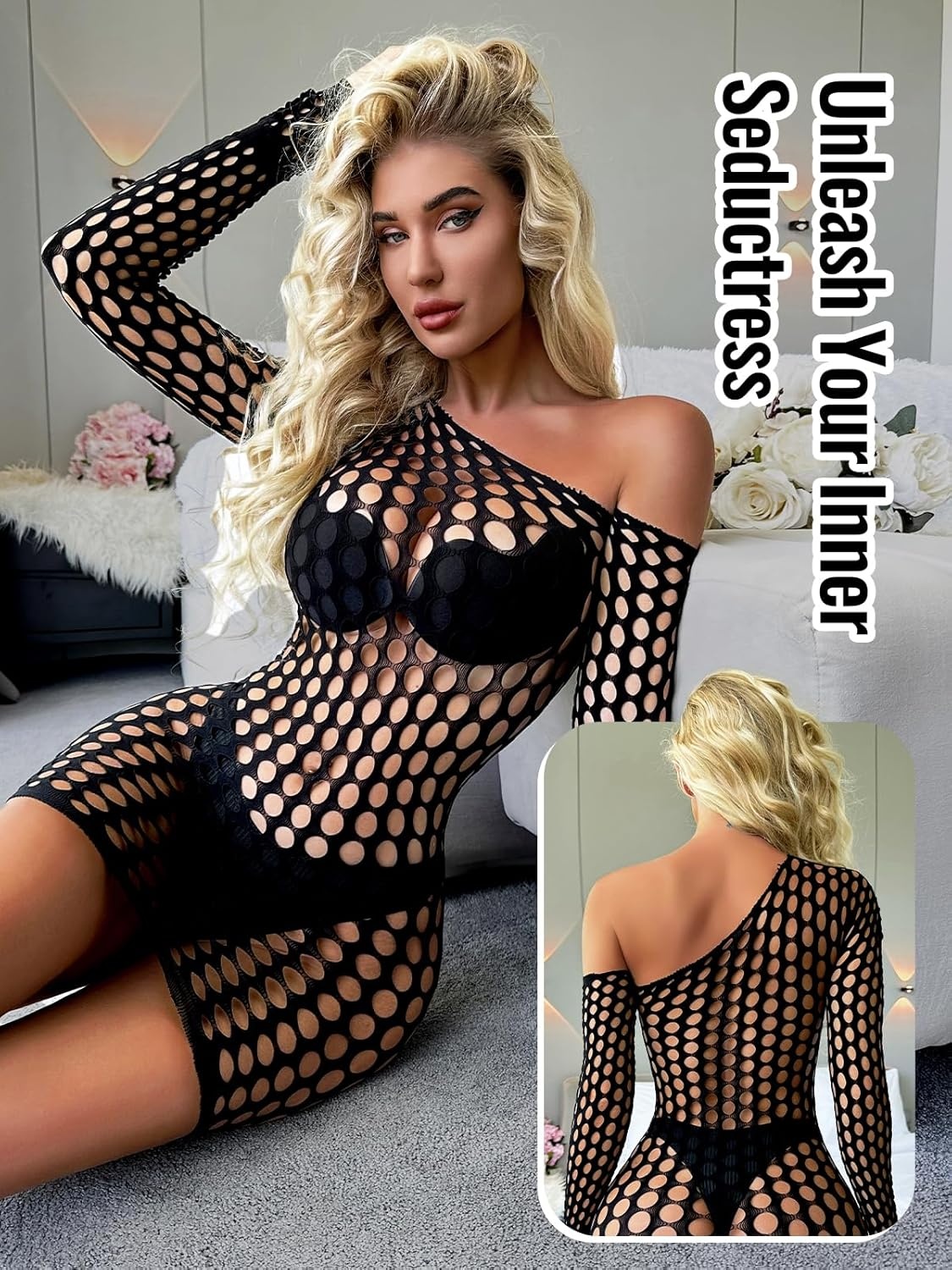 image:imageBuitifo Woman Sexy Lingerie Dress Fishnet Bodycon Mini Dresses Stripper Outfit Mesh Chemise BabydollBlackdjwq