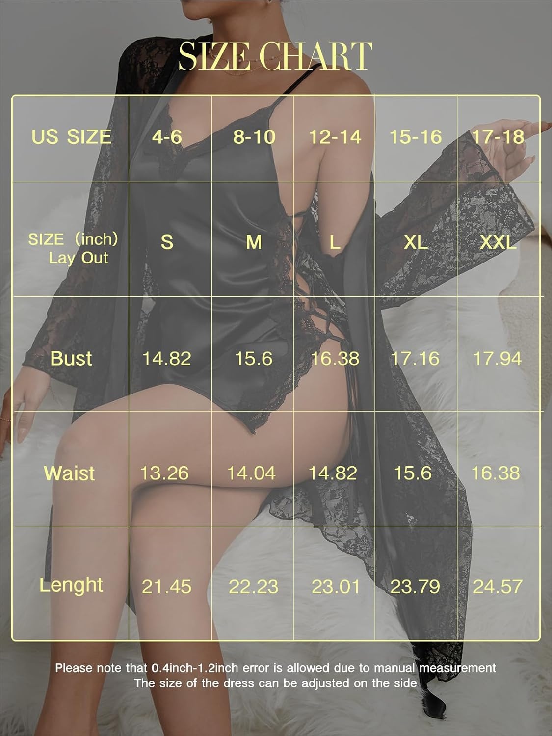 image:imageBuitifo Women Lingerie Set Mini Dresses Sexy Nightwear Lace Chemise Nightgowns With Thongs V Neck 2 Piece PajamasBlack