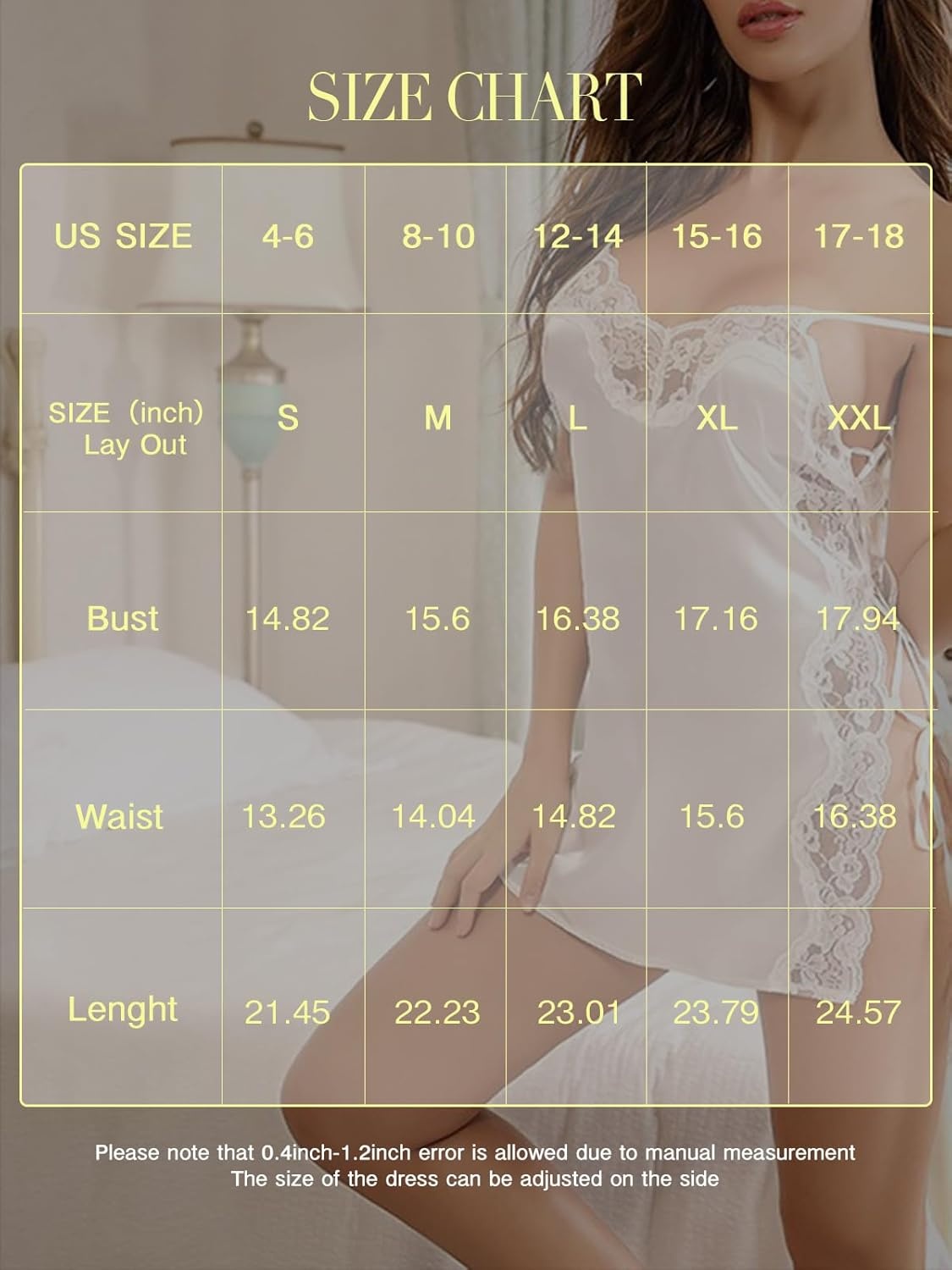 image:imageBuitifo Women Lingerie Set Mini Dresses Sexy Nightwear Lace Chemise Nightgowns With Thongs V Neck 2 Piece PajamasWhite