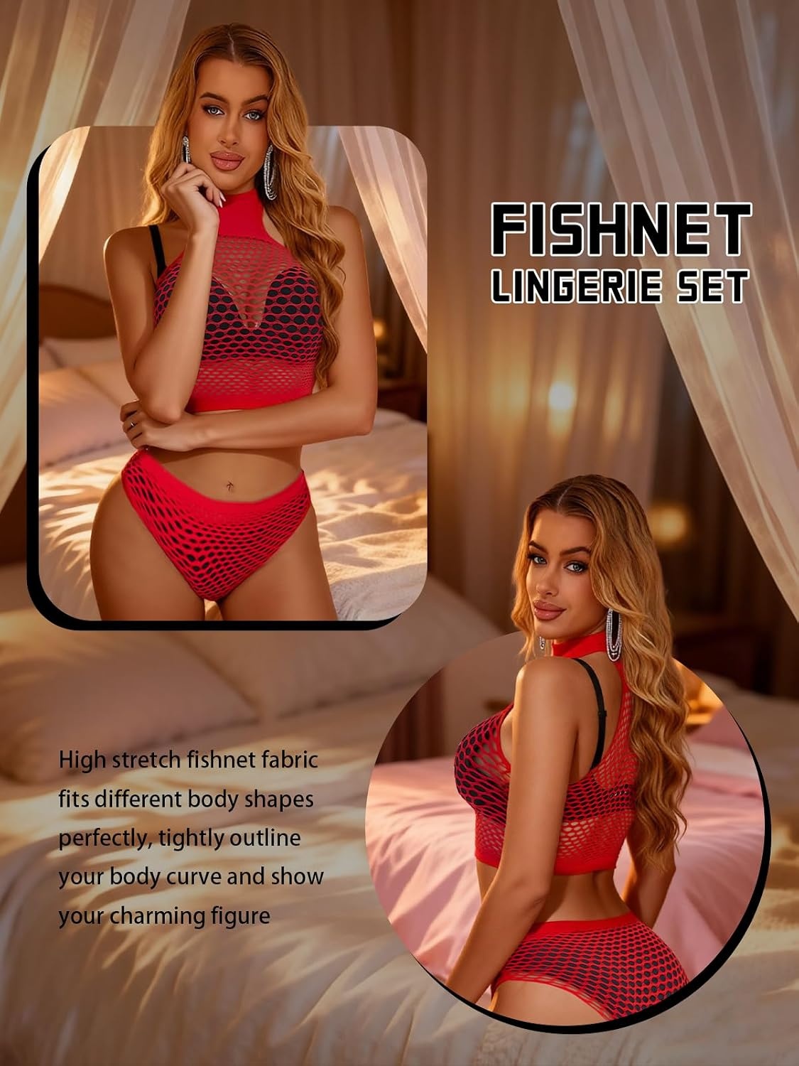 image:imageBuitifo Women Sexy Lingerie Nightwear Set Two Piece PajamasRed a