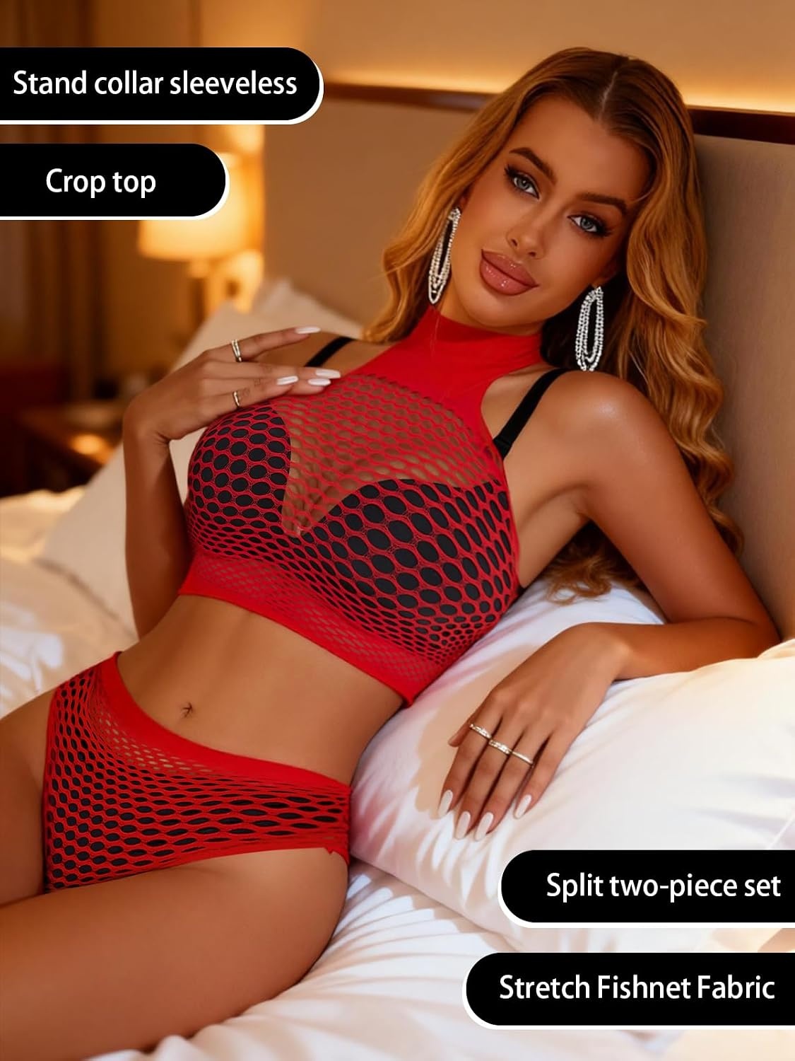image:imageBuitifo Women Sexy Lingerie Nightwear Set Two Piece PajamasRed a