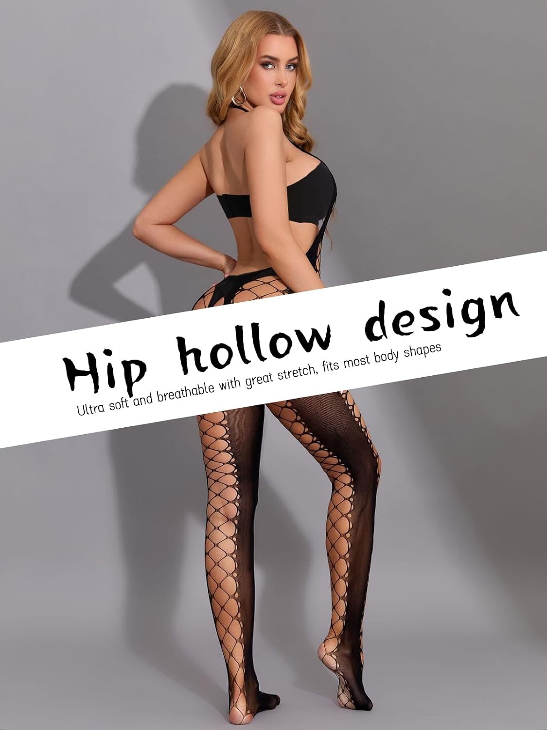 image:imageBuitifo Womens Fishnet Bodystocking Plus Size Bodysuit Sexy Tights Soft Nightwear LingerieBlack 06fb
