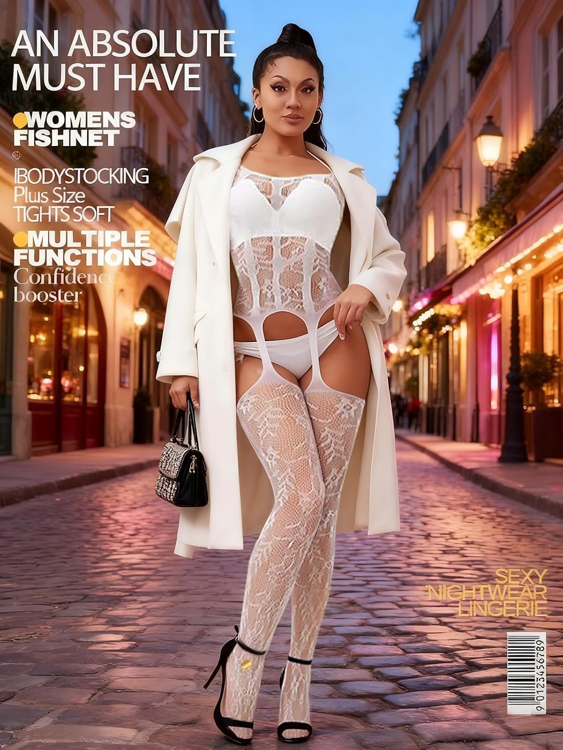 image:imageBuitifo Womens Fishnet Bodystocking Plus Size Bodysuit Sexy Tights Soft Nightwear LingerieWhite Gbw