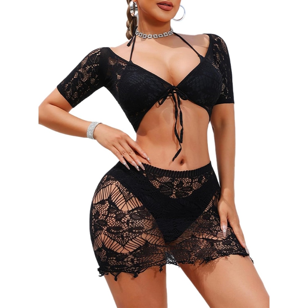 image:imageBuitifo Women Sexy Lingerie Nightwear Set Two Piece PajamasBlack D