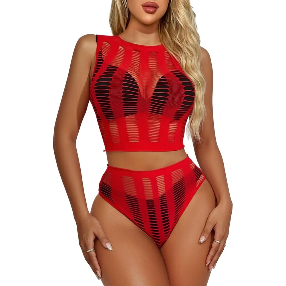 image:imageBuitifo Women Sexy Lingerie Nightwear Set Two Piece PajamasRed B