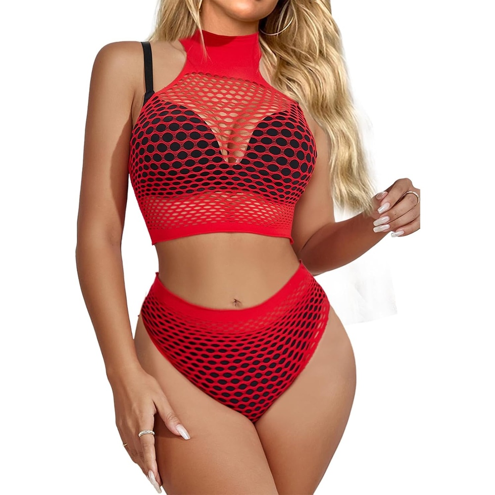 image:imageBuitifo Women Sexy Lingerie Nightwear Set Two Piece PajamasRed a