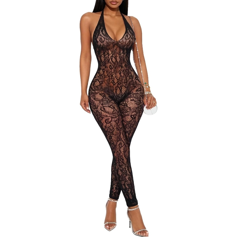 image:imageBuitifo Womens Fishnet Bodystocking Plus Size Bodysuit Sexy Tights Soft Nightwear LingerieBlack Gbst
