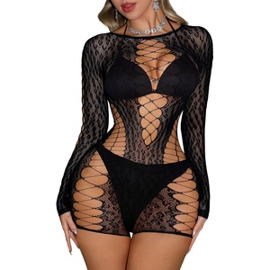 Buitifo Woman Bodysuit Body Stocking Shirt Top Babydoll Lingerie | Nylon Nightwear,Fishnet Tights,See Through Lingerie,Rave Outfits,One Size Fits 80-150lb(Blackt3)