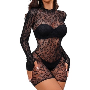 Buitifo Woman Bodysuit Body Stocking Shirt Top Babydoll Lingerie | Nylon Nightwear,Fishnet Tights,See Through Lingerie,Rave Outfits,One Size Fits 80-150lb(Blackt4)