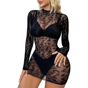 Buitifo Woman Sexy Lingerie Dress Fishnet Bodycon Mini Dresses Stripper Outfit Mesh Chemise Babydoll(Blackbw)