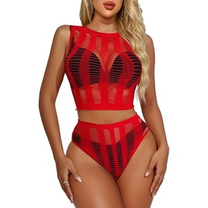 Buitifo Women Sexy Lingerie Nightwear Set Two Piece Pajamas(Red B)