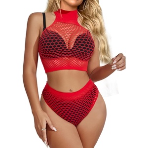 Buitifo Women Sexy Lingerie Nightwear Set Two Piece Pajamas(Red a)