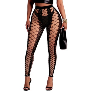 Buitifo Women Sexy Tights Fishnet Opening Leggings Lingerie Pants | Stripe Pantihose Sheer Mesh Bikini Cover Up Cute for Outfits One Size(Black Gz)