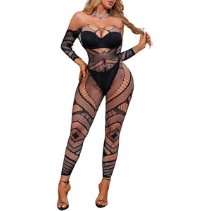 Buitifo Womens Fishnet Bodystocking Plus Size Bodysuit Sexy Tights Soft Nightwear Lingerie(Black Dzj)