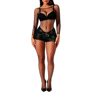 Buitifo Womens Fishnet Bodystocking Plus Size Bodysuit Sexy Tights Soft Nightwear Lingerie(Black Qw)