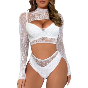 Buitifo Womens Lingerie Set Fishnet BabyDoll Bodysuit Sexy Nightwear(White T9)