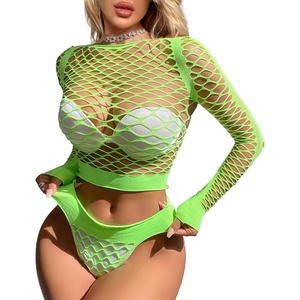 Buitifo Womens Lingerie Set Fishnet BabyDoll Bodysuit Two Piece Nightwear(Green)
