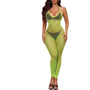 Buitifo Womens Sexy Bodysuit Fishnet Tights Bodycon Jumpsuit Lingerie(Green)