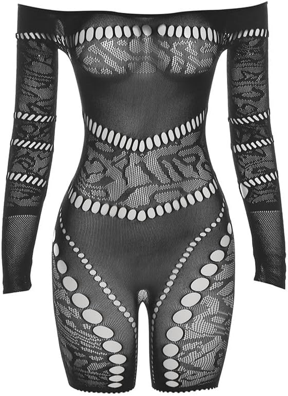 image:imageBuitifo Woman Lingerie Bodysuit Fishnet Bodystocking Sexy Jumpsuit RomperBlack a