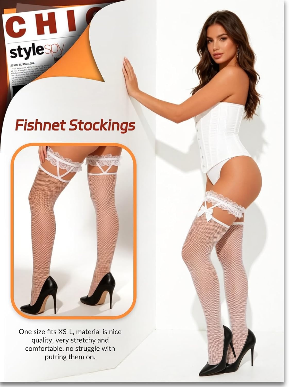 image:imageBuitifo Woman Sexy Tights Fishnet Stockings Sexy Thigh High Pantyhose HosieryWhite