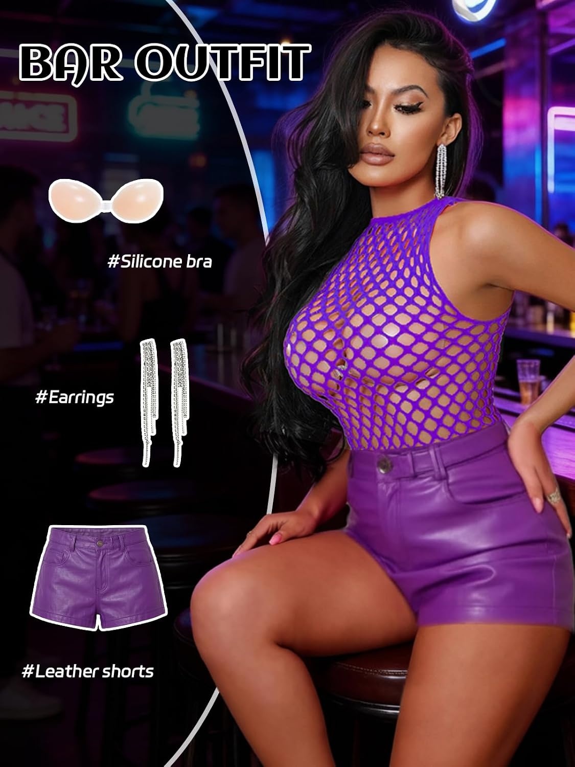 image:imageBuitifo Women Sexy Bodysuit Lingerie Mesh Teddy Nightwear Fishnet Top One Piece Babydoll Nylon Body Stockings One Size Fits 70145 lbsPurple B5