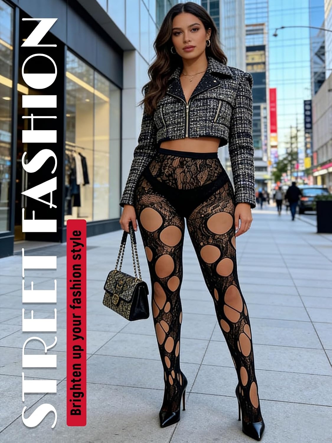 image:imageBuitifo Women Sexy Tights Fishnet Patterned Stockings Sheer Socks Y2K Ragged Pantyhose Hosiery Ripped Leggings One SizeBlackt3