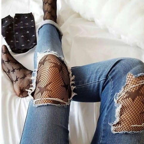 image:imageBuitifo Women Sexy Tights Fishnet Patterned Stockings Sheer Socks Y2K Ragged Pantyhose Hosiery Ripped Leggings One SizeBlackt5