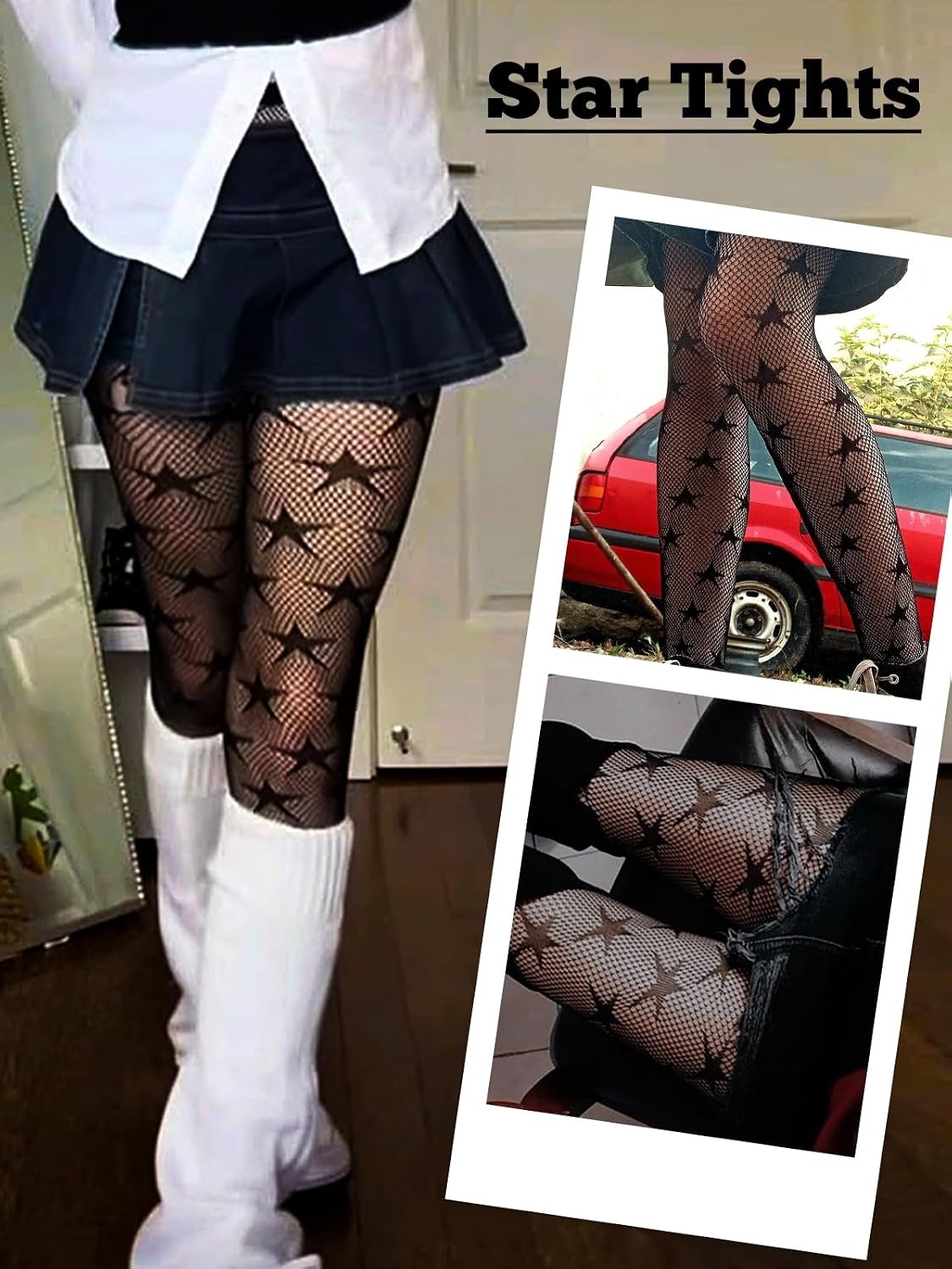 image:imageBuitifo Women Sexy Tights Fishnet Patterned Stockings Sheer Socks Y2K Ragged Pantyhose Hosiery Ripped Leggings One SizeBlackt5