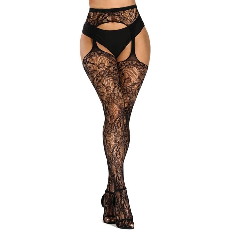 image:imageBuitifo Woman High Waisted Tights Thigh High Stockings PantyhoseBlack Zhua