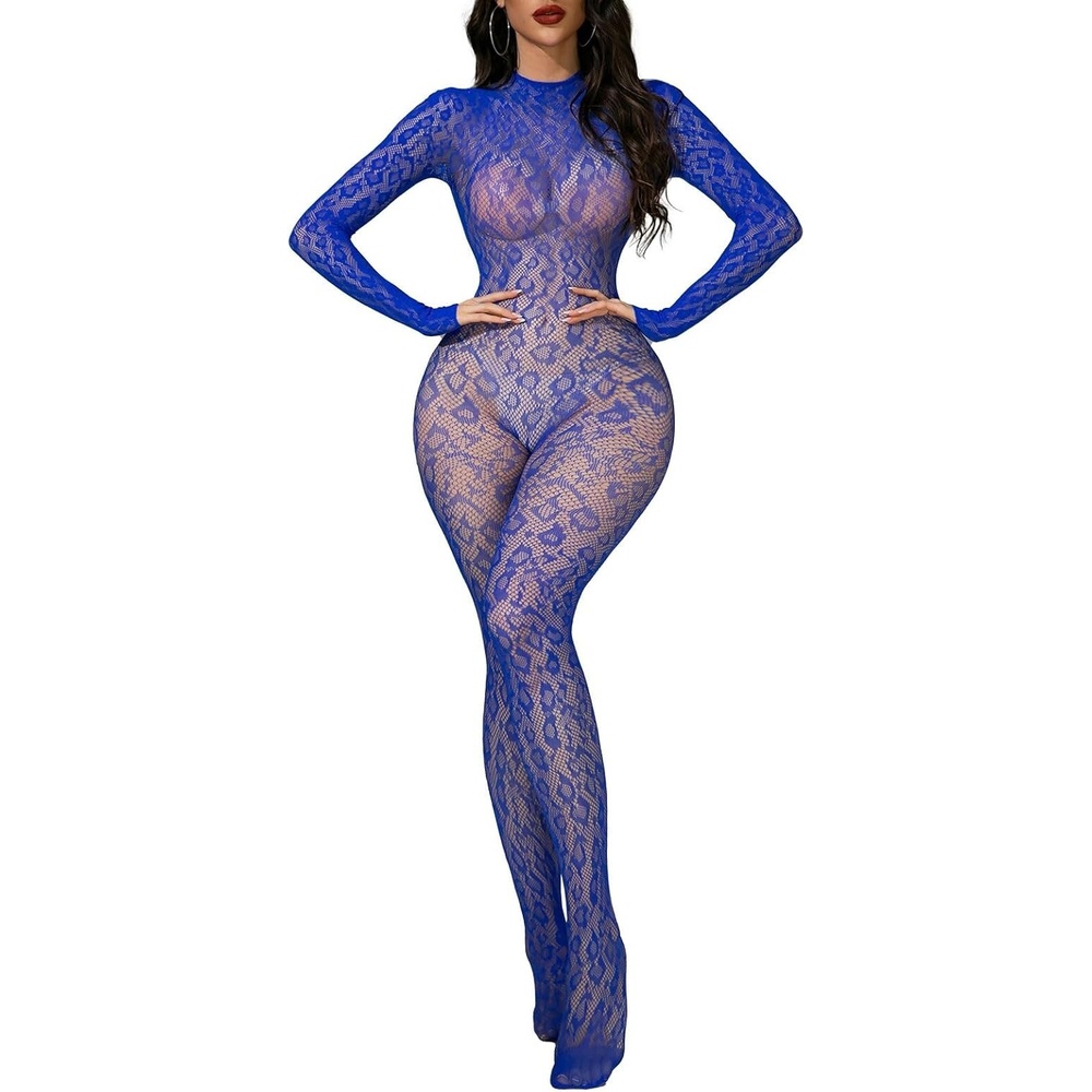 image:imageBuitifo Women Sexy Hollow Out Fishnet Bodysuit Lingerie Body Stocking NightwearBluelb