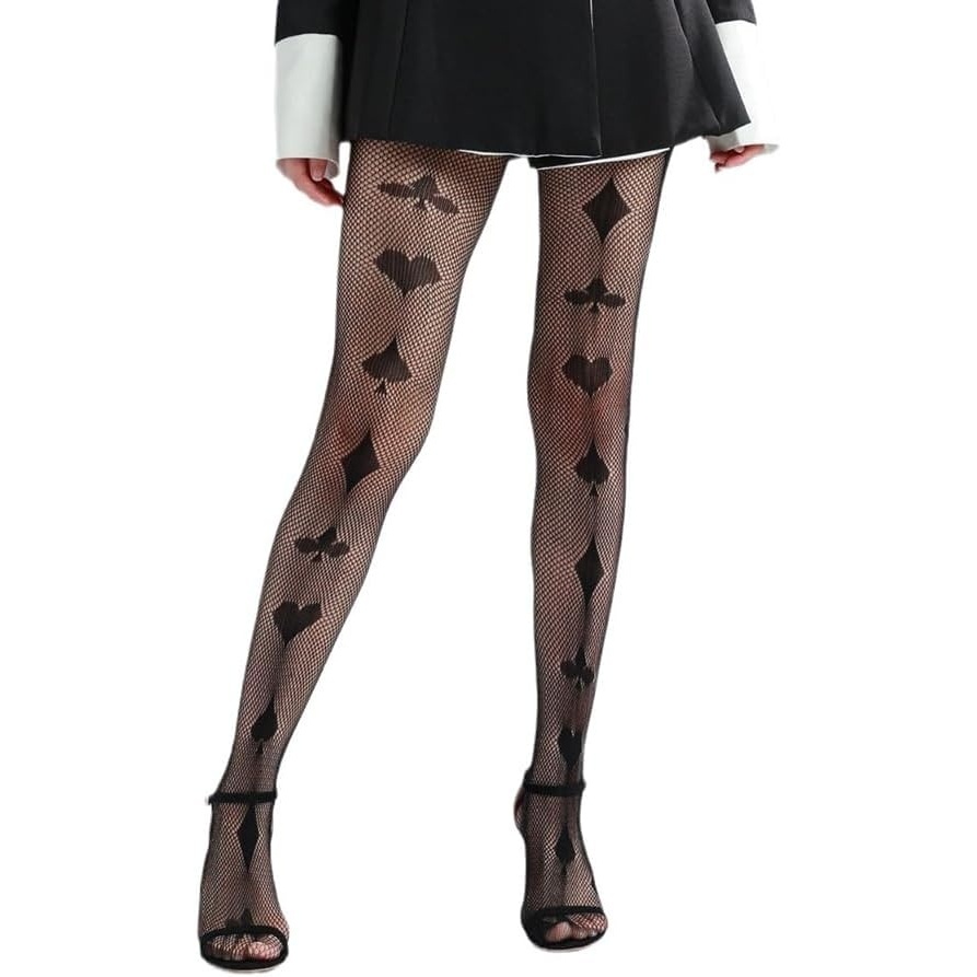 image:imageBuitifo Women Sexy Tights Fishnet Patterned Stockings Sheer Socks Y2K Ragged Pantyhose Hosiery Ripped Leggings One SizeBlackt6