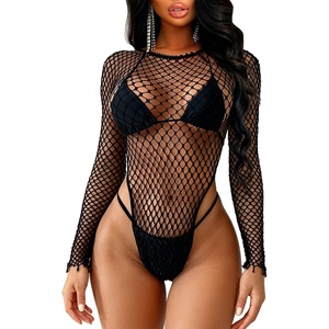 Buitifo Woman Bodysuit One Piece Babydoll Mesh Top Shirts Lingerie Bodys Rave Outfits(Blackt2)