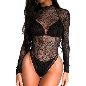 Buitifo Woman Bodysuit One Piece Babydoll Mesh Top Shirts Lingerie Bodys Rave Outfits(Blackt3)