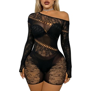 Buitifo Woman Lingerie Bodysuit Fishnet Bodystocking Sexy Jumpsuit Romper(Black Os)