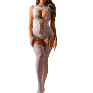 Buitifo Women Sexy Hollow Out Fishnet Bodysuit Lingerie Body Stocking Nightwear(Xdd-white)