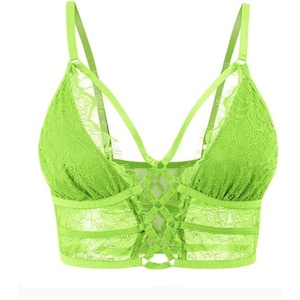 Buitifo Womens Cami Bra Criss Cross Eyelash Crop Top Bra Sexy Vest Bralette Busiter Lingerie(Green)
