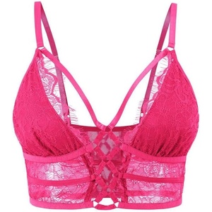 Buitifo Womens Cami Bra Criss Cross Eyelash Crop Top Bra Sexy Vest Bralette Busiter Lingerie(Pink)